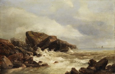 Côte rocheuse dans la houle - Andreas Achenbach